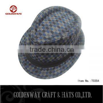 Kids fashion cheap polyester/cotton fedora fabric hats