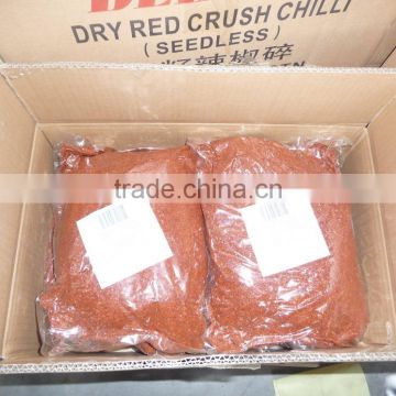 Hot Selling in USA, Canada Exported by China Factory Seedless or with Seed Dry Red Crush Chilli with ISO, HACCP,FDA Certificates