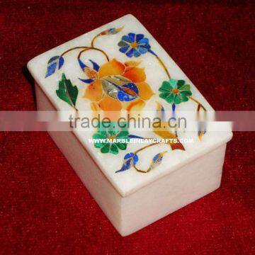Marble Gift Box With Inlay Work, Marble Inlay Gift Box, Marble Decorative Inlay Box