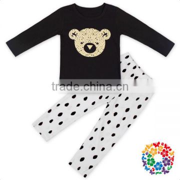 Hot Fashion Bear Printed Toddler Girl Clothes Boutique Baby Clothing Sets Kids Fall Autumn Cotton Shirt And Pants Outfits