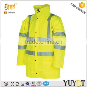 PU Coated High Visibility Reflective Waterproof Safety Jacket