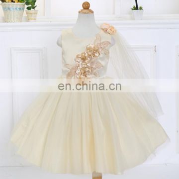 Champagne Flower Baby Girl Dress Puffy Petal Tulle Sleeveless Frock Princess Costume Christening Wear