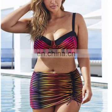 2017 newest plus size printed bikinis women swimwear with high waist
