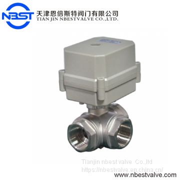 3 Way Horizontal stainless steel L Type Electric Actuator Ball Valve