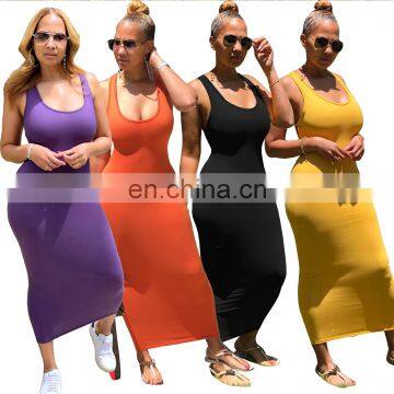 Women Casual Slim Fit Stacked Summer Spaghetti Strap Fashion Sleeveless Backless Sheath High Waist Package Hip Dress