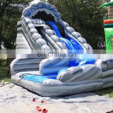 Wild Rapids Inflatable Gray Marble Curved Water Slide, Dual Lane Pool Water Slides For Kids and Adults