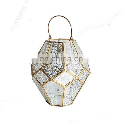 Ground silver glass Copper Candle Lantern Lantern for home decor