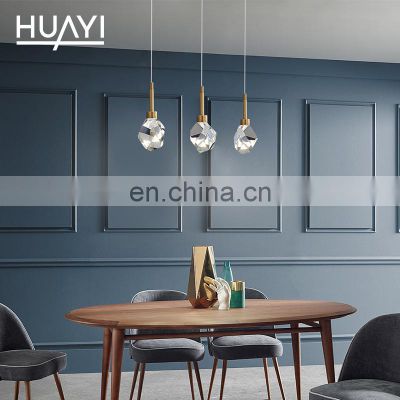 HUAYI High Quality Bronze Color Modern Luxury Hotel Home Living Room LED Hanging Crystal Pendant Lights