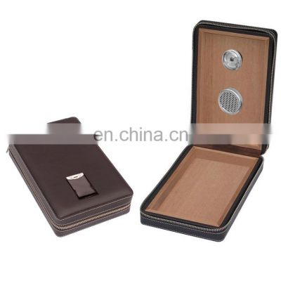 Mini portable leather cigar boxes case with cutter