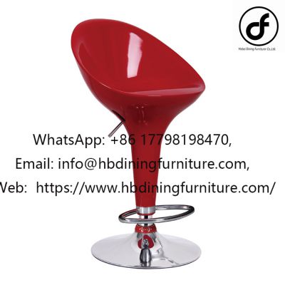 Simple plastic swivel bar chair with backrest and high legs
