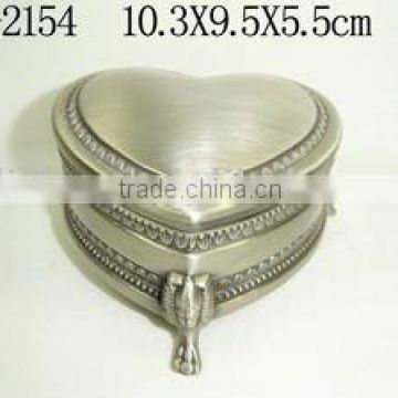 Pewter-Plated Heart Metal Ring Box(LD-2154)