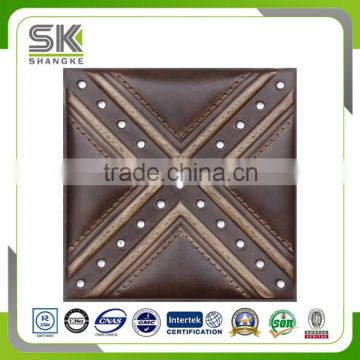 TV Wall Furnishings Emboss PU Artificial Leather 3D Wall Panel