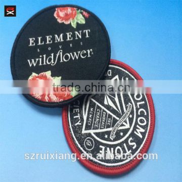 Round merrowed border patch embroidered edge woven patch