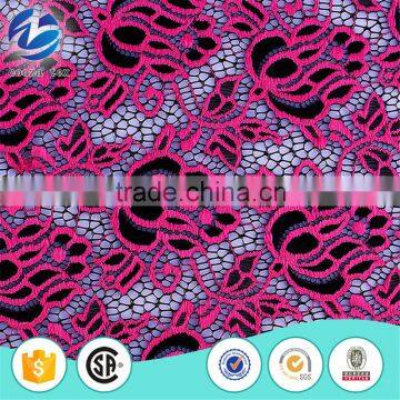 Double colors soft elastic nylon polyter lace fabric