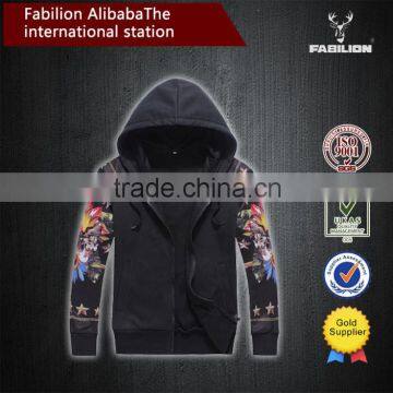 2015 New Autumn personalized printing hooded cardigan dry fit hoodie wholesale