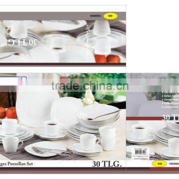 30pcs plain white porcelain dinner set