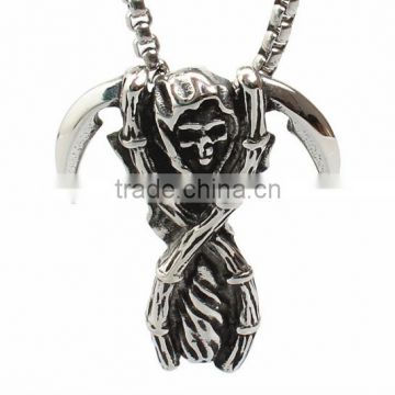 Never fade 316L stainless steel sickle skull pendant with stock
