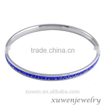 blue sapphire crystal stainless steel girls fashion metal bangle