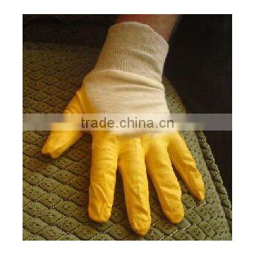 BACK Coated,fully coated, labor Glove, YELLOW NITRILE Working gloves with safety cuff ,in CHINA factory