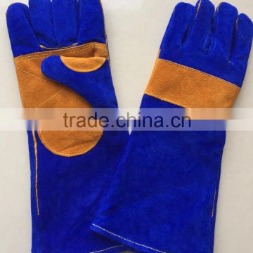 Dark blue cow split leather and one pc leather of back for labour safety