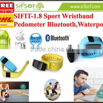 SIFIT-1.8 Sport Wristband Pedometer, Watrproof,Smart Reminder, Wirless Synchronization to Smart Phone or iPad.