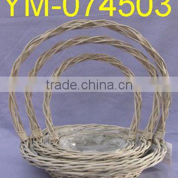 Flat Willow Flower Basket With Handle