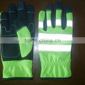 Reflective Leather Safety Police Gloves ZMR665