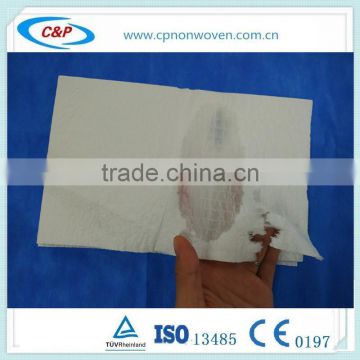 Absorbent reinforced paper tissue hand towels for surgical packs