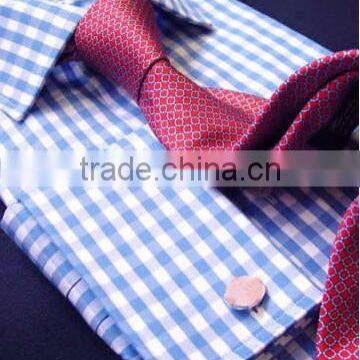 Classic Man Gingham Checks Plaids Shirts French Cuff Shirts