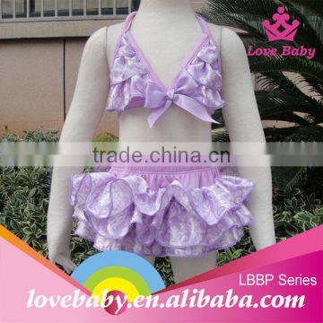 New arrival lovebaby lavender damask swimming baby bather suit with bowknot