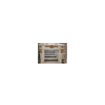 white marble fireplace with olive leaf (L140cm)