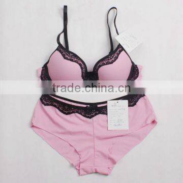 hot girls spandex pink bra set with lace ww611#