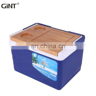 GiNT Top Selling PU Foam Ice Chest Cool Cooler Boxes Outdoor Camping Insulating Ice Cooler Box with Wooden Lid