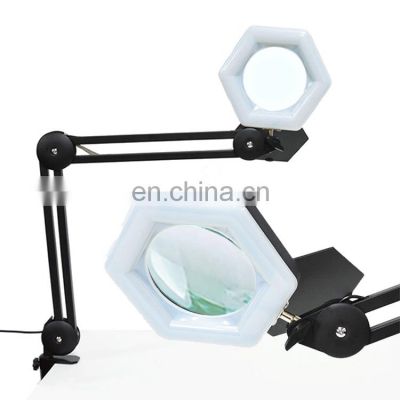 Hot Selling Multi Directional Folding And Rotation LED Table Desk Lamp With Clip On Desk Magnifying Glass Lamp Factory Price