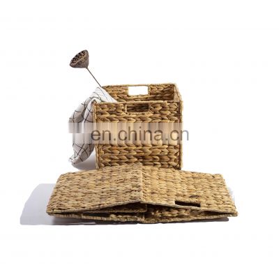 HBK naturel collapsable changing water hyacinth laundry basket with handle