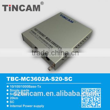 Gigabit optical media converter with single fiber SC 20km