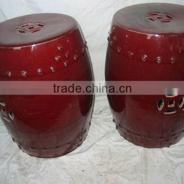 chinese antique red porcelain drum stool
