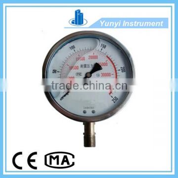 Ultra high pressure oil filled pressure gauge
