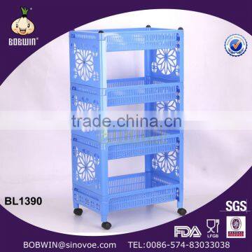 4-tier plastic kitchen rack with wheels