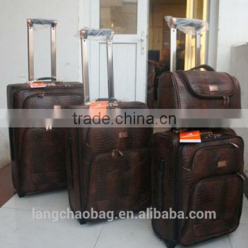 China supplier brown spinner pu travel luggage