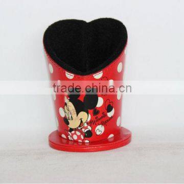 Micky Mouse Image bucket shape PU leather Pen holder; Pen Rack; Pen display stand; Pen box; pen case; pen set