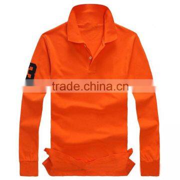 orange color pique formal long sleeve polo shirts