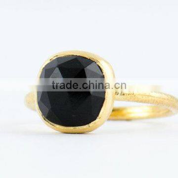 sterling Silver Natural Black onyx cushion Gemstone Ring