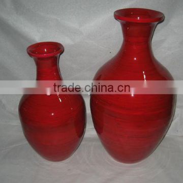 Vase Bamboo Set/2 Cherry Color