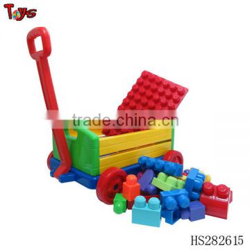 45cm height big size trolley with 30pcs 1.3MM very cheap building block plastic educational toy for kids