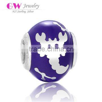 D148g enamel 925 charm purple beads,women european bracelet charm