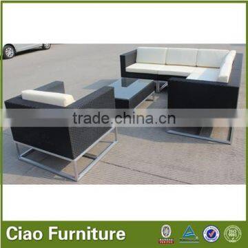 Garden sectional I shape aluminum frame rattan sofa furniture