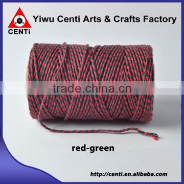 Factory sale red and green coloured original cotton bakers twine for chiristmas