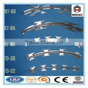 BTO-10 304 stainless steel concertian razor wire for fence