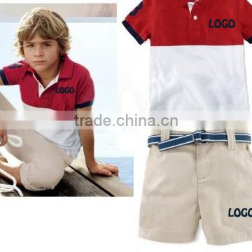 new arrival boys red polo clothing suits baby boys polo t shirts+polo shorts 2pcs outfits